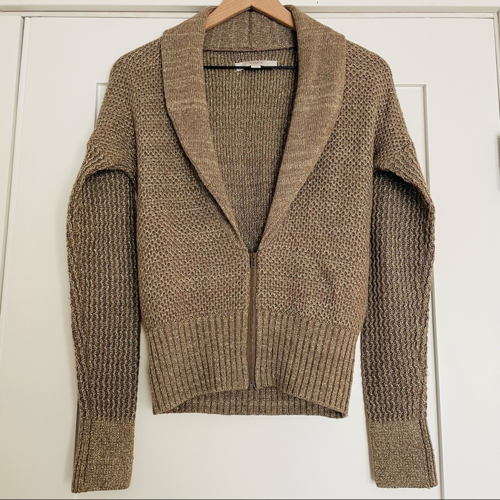 LOFT Metallic Knit Shawl Collar Wool Cardigan Size XS
